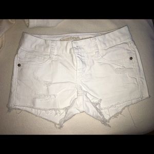 White Distressed Shorts