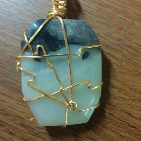 Amazonite wire wrap necklace