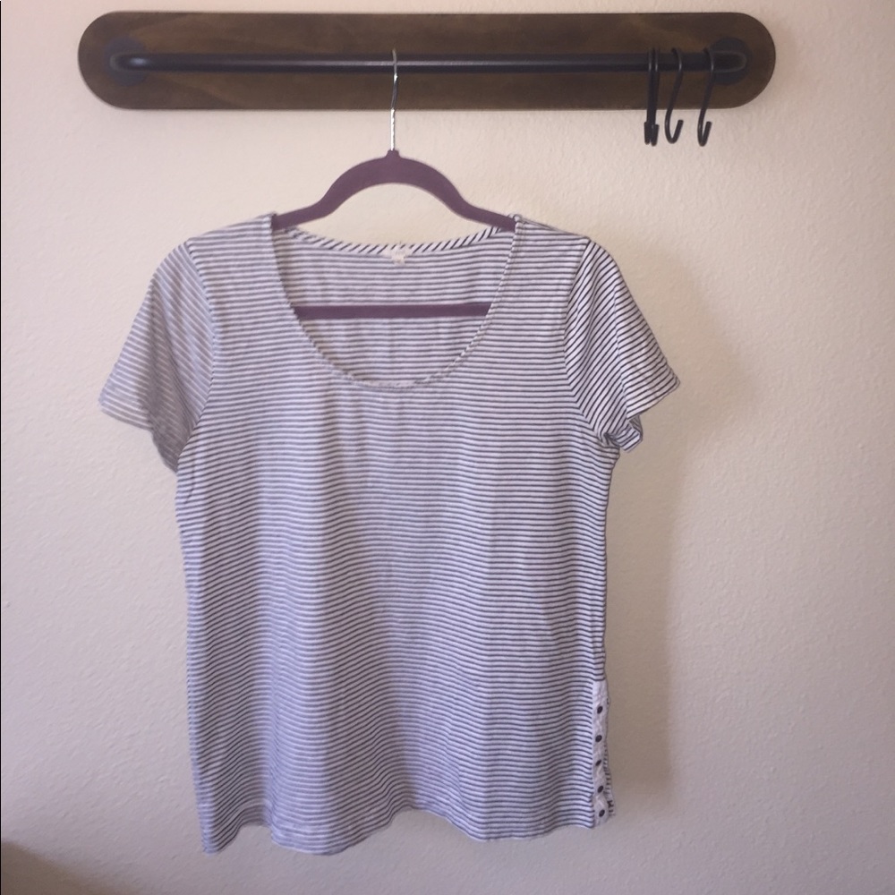 J. Crew striped cotton tee with side detail size M