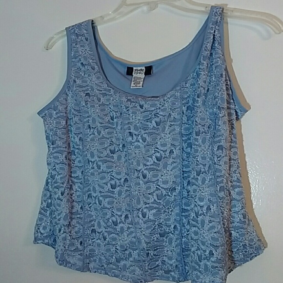 Studio 1940 lacy blue tank top