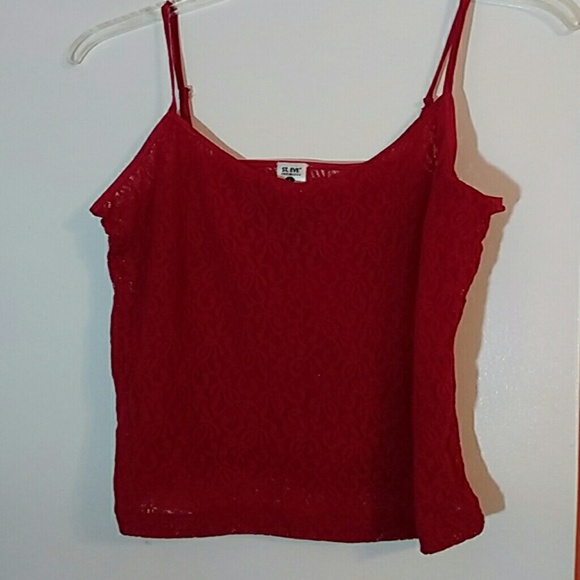 Red lace camisole, large
