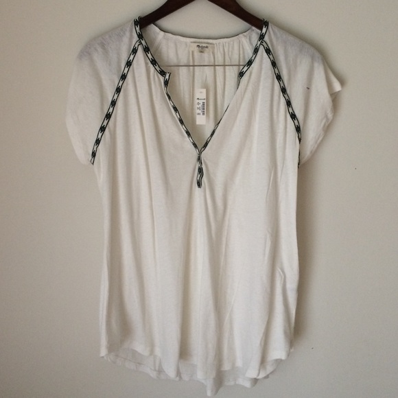 Madewell Embroidered Trim Top