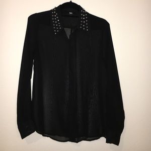 H&M Sheer Button down w/ Studded collar