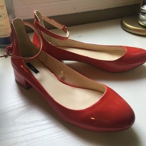 Forever 21 ankle strap heels - red patent leather
