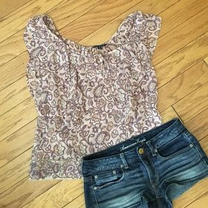 🆕NEW AEO Sheer Patterned Top {w/ flutter sleeves}