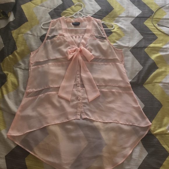 Light Pink high lo Sheer blouse sleeveless - Picture 3 of 3