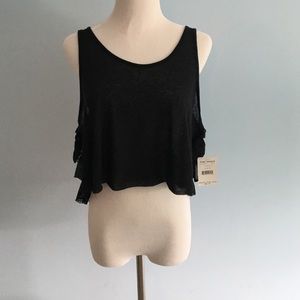 Free people black crop top medium new with tags