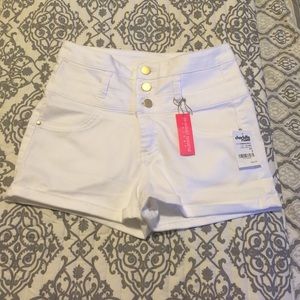 High-Waisted White Shorts