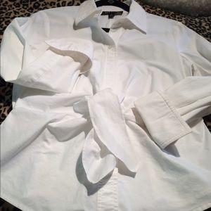 White buttondown with tie front