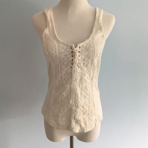 Free people white lace tank top XS
