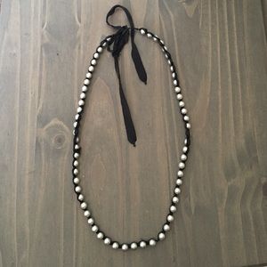 Silver and black bead necklace