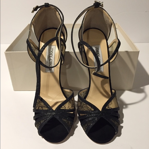 Jimmy Choo Fitch Glitter and Lace Sandal - Picture 3 of 4