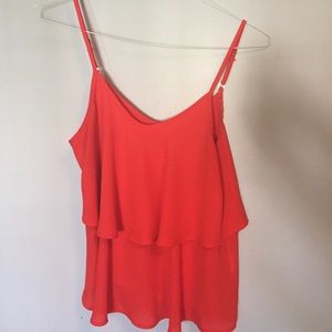 Bright red tank top