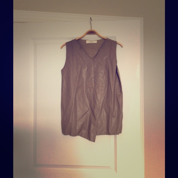 Leather and knit tee