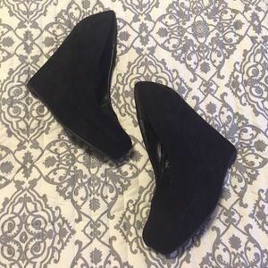 Black Suede Wedges