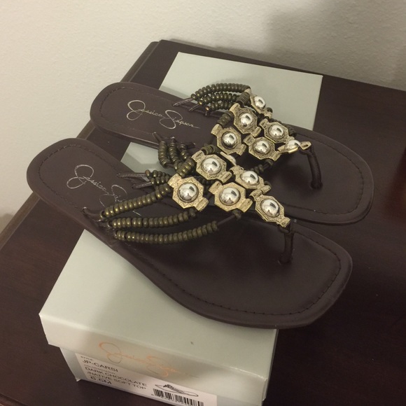 Jessica Simpson dark chocolate sandals / flops