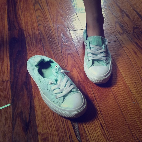 Mint green laced converse