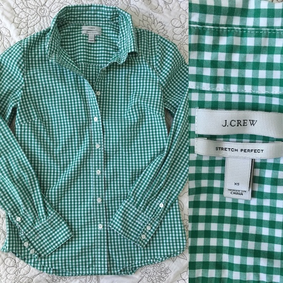J.Crew Stretch Perfect Gingham Plaid Shirt