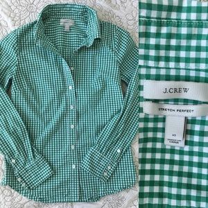 J.Crew Stretch Perfect Gingham Plaid Shirt