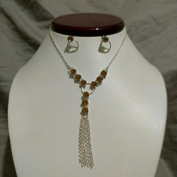 Triumvirate Chandelier Necklace and earrings