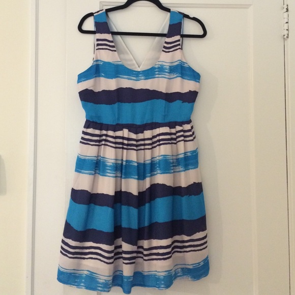 Jack by BB Dakota blue watercolor stripe dress