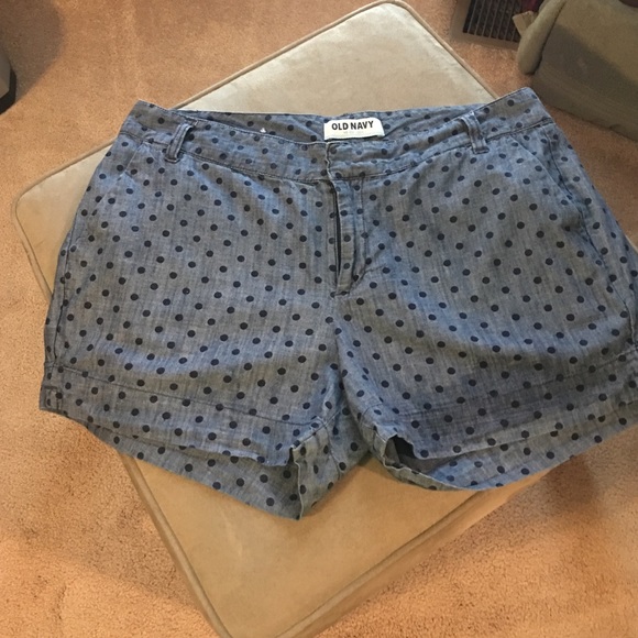 Chambray shorts with polka dots!!