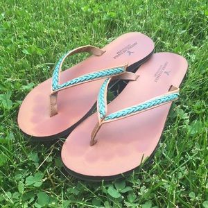 American Eagle Turquoise Braid Sandals