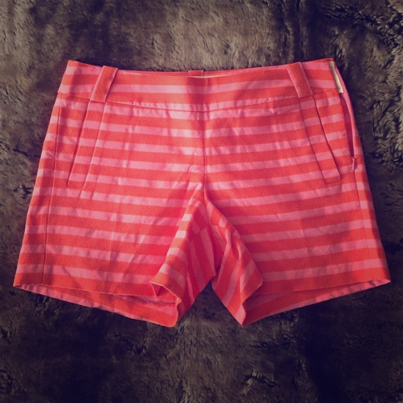 J. Crew pink and orange striped shorts