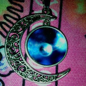 Blue Planet Saturn Galaxy Necklace