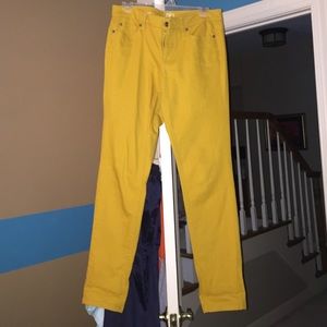 Mustard colored LOFT modern skinny jeans