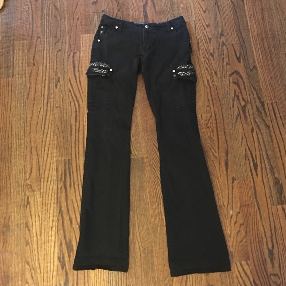 SOLD Miss Me black boot cut cargo jeans 28