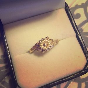 Gold "Love Waits" Flower Ring