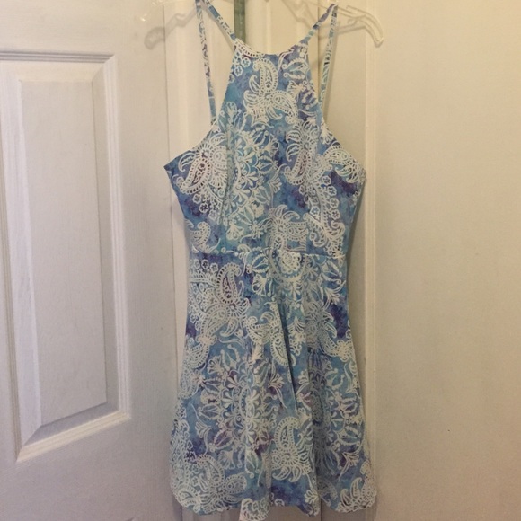 Tobi blue print skater dress