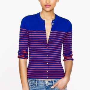 J.Crew Jackie Cardi Stripe/Anchors in Blue/Red