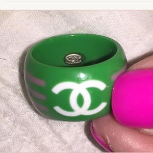 Relist!Chanel Resin Ring Stamp '04 Made In France
