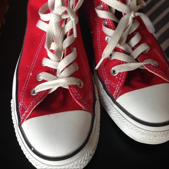 Red converse high tops