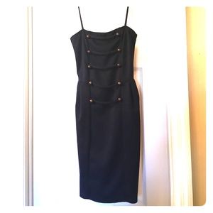 Navy blue mini dress w/cute button detail on front
