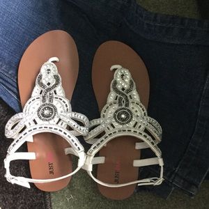 White beaded sandals