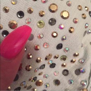 Festival embellished sequin denim shorts