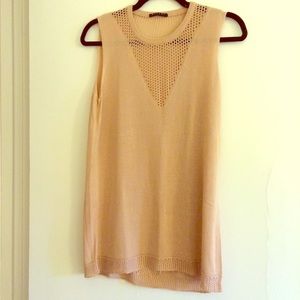 NWOT Sisley beige knit sleeveless tunic (size S)