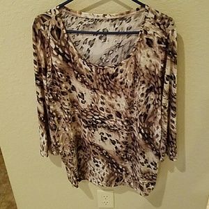 Leopard 3/4 sleeve polyester top