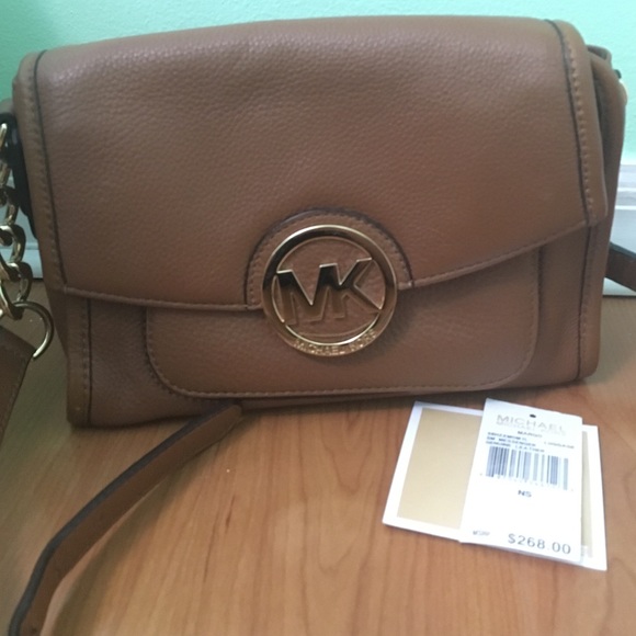 Michael Kors Leather Margo Crossbody Bag in Brown