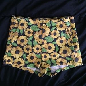 High waisted sunflower shorts