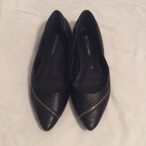 Black Leather Flats