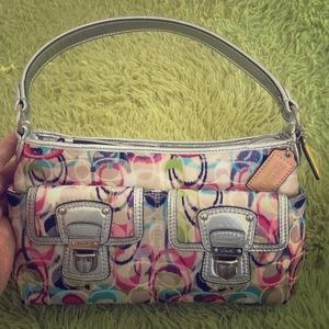 Coach multicolor signature mini shoulder handbag