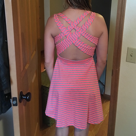 Pink & Gray striped dress