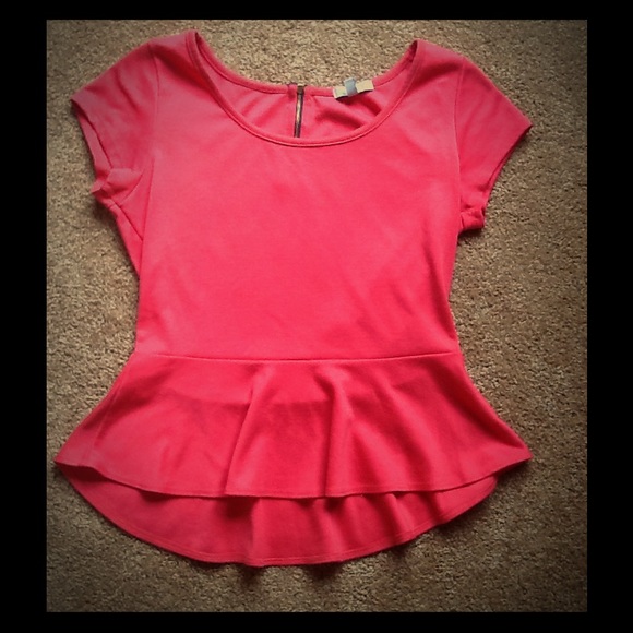 Coral peplum shirt