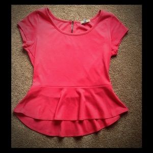 Coral peplum shirt