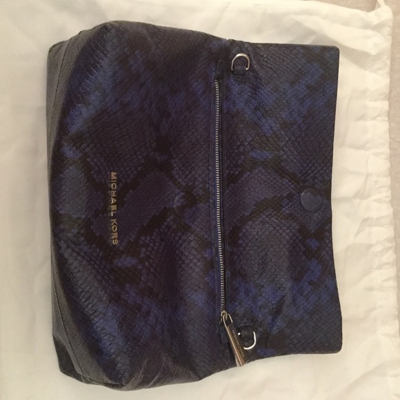 Electric blue fold over clutch