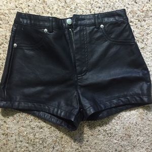 High Waisted Leather Shorts